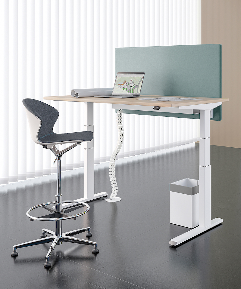 Bureau Réglable En Hauteur 60x40 Cm - Table Mobile Avec Roulettes, Hauteur 69-90 Cm, Capacité 6 Kg, Couleur Beige