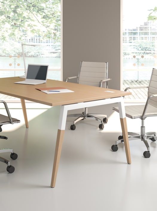 Bureaux melaminés pieds bois - Ubia mobilier bureau ASKA (4)