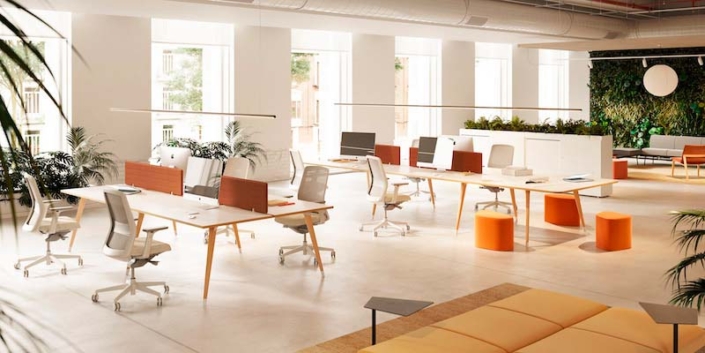 bureaux mélaminé pieds bois